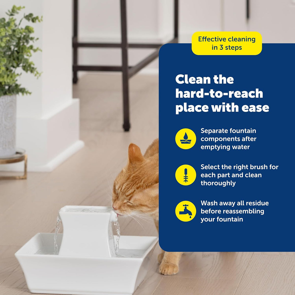 PetSafe Drinkwell Dog and Cat Water Fountain Cleaning Kit, 3 Brushes, Blue, 1 3/8', 1 5/8', 2' brushes (535855) | 3-Brush Set, Plastic-Wrapped Steel Shafts Resist Rust, Flared Sponge Tip for Deep Cleaning, Fits All Drinkwell Fountains