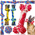 SHARLOVY Large Tough Chew Toys for Aggressive Chewers Large Breed,Heavy Duty Dental Rope Toys Kit for Medium Dogs,5 Knots Indestructible Cotton Puppy Teething Chew Tug Toy Set of 9