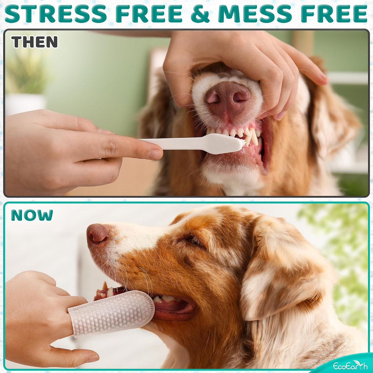 Premium Teeth Cleaning Wipes for Dogs & Cats - 50 Pcs - Pet Dental Care Finger Pads for Fresh Breath & Oral Hygiene - Embossed Pattern & Nano Plastic-Dotting to Remove Plaque & Tartar