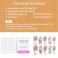Luxury Handmade Press on Nails - Long Square White French Tips Press on Nail with Almond 3D Rhinestones, Flowers & Butterflies, Acrylic Multi-Layer Gel False Nails for Women (10Pcs Size M)