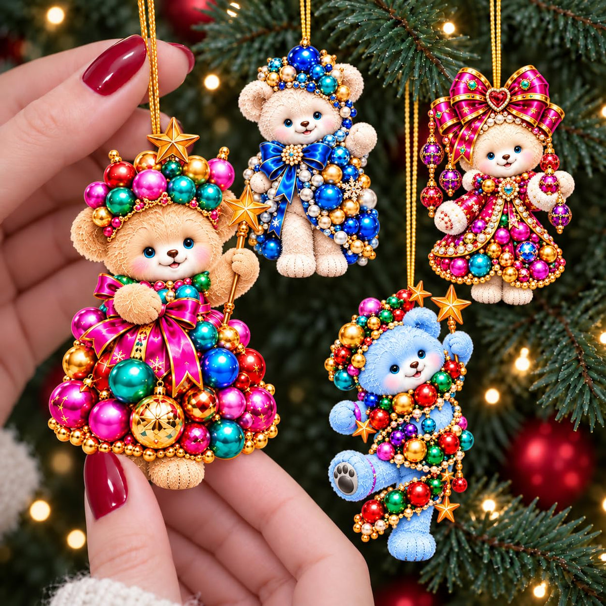 16Pcs Gingerbread Cat Christmas Ornaments