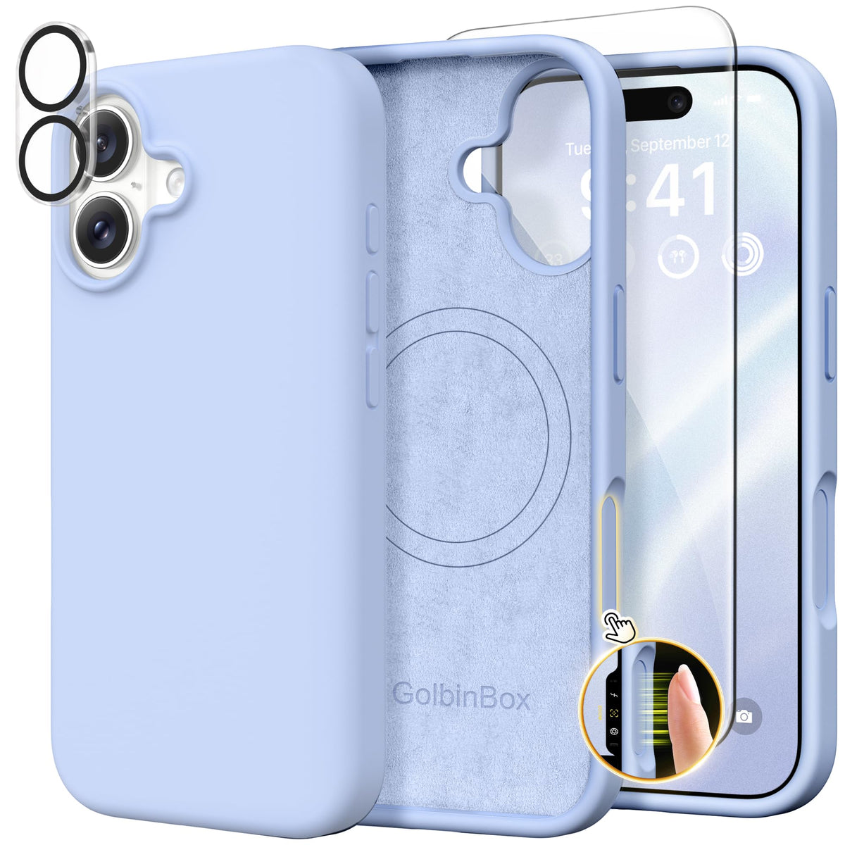 GolbinBox Magnetic for iPhone 16 Pro Max Case, Silicone Cover, Chalk Pink