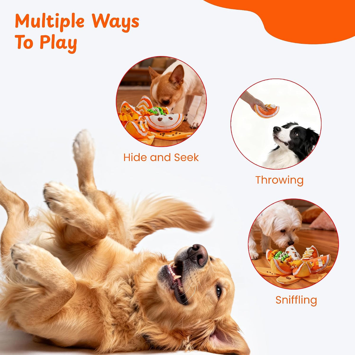 Nocciola Halloween Pumpkin Dog Toys, Hide and Seek Snuffle Plush Dog Toy for Small Dogs, Puppy Squeaky Toy with Crinkle Papers for Boredom