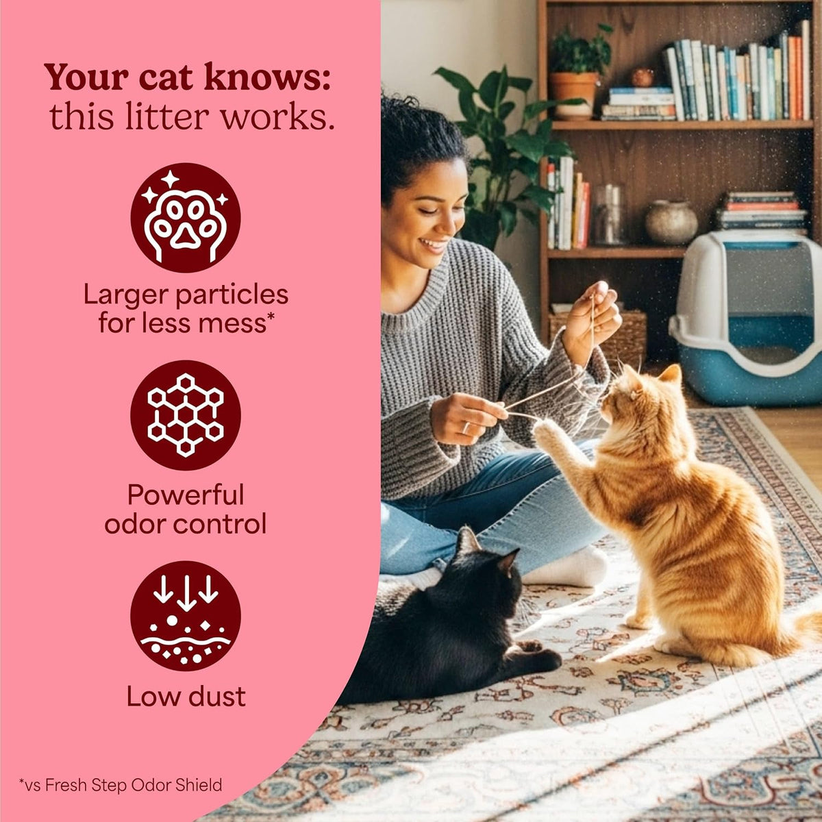 Fresh Step Advanced Clean Paws Multi Cat Clumping Litter with Febreze Freshness, Low Tracking, 18.5 lb. Box, Pack of 2