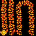 Timer&3 Pack Fall Decor 30Ft Fall Garland with Lights 60LED Autumn Garland | Patented Realistic Maple Leaves Garland Fall Decorations for Home, Battery Operated Waterproof Thanksgiving Halloween Decor