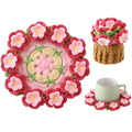 Crochet Flower Coasters, Handmade Bouquet Coasters with Crochet Plant Pot (Sunflower Yellow, 1Pc)