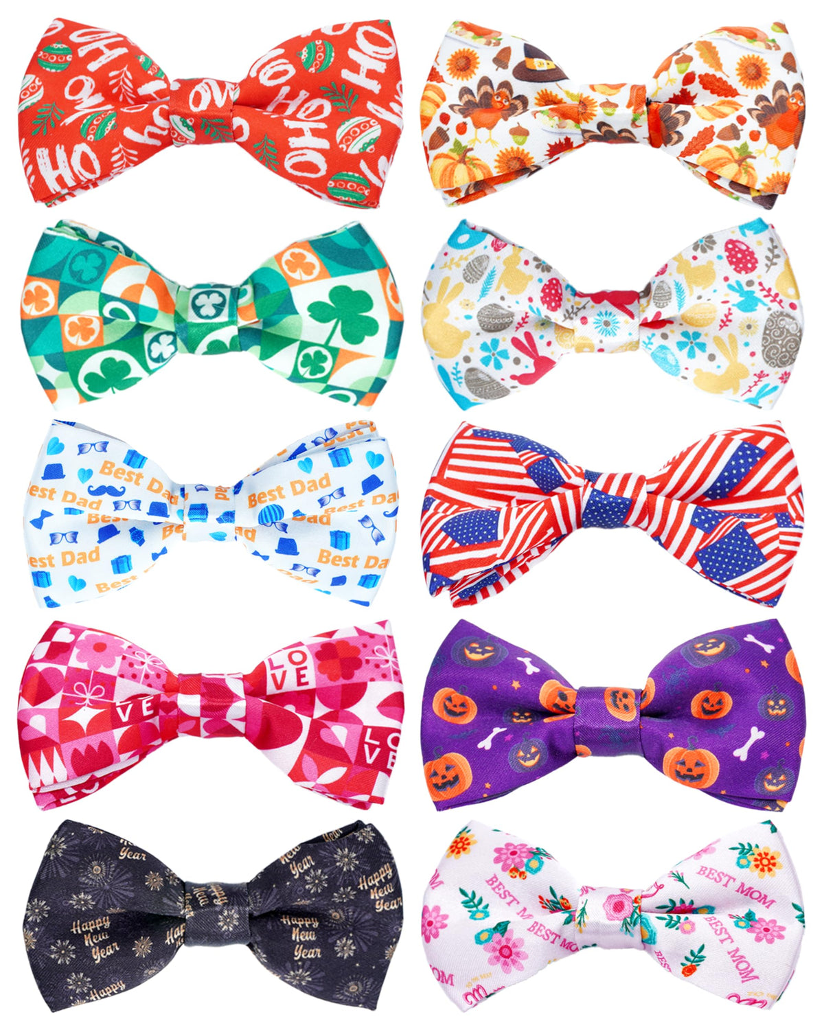 PET SHOW 10 Pack Fall Dog Bowties for Large Dogs Sliding on Collar