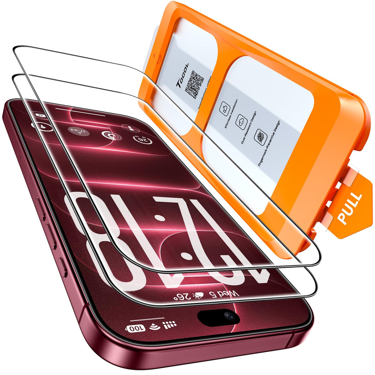 TOCOL for iPhone 15 Pro Screen Protector, Easy Installation