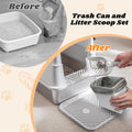 Stainless Steel Litter Box with Lid | Extra Large Enclosed Cat Litter Box for Big Cats | High Sided Metal Litter Boxes | 100% Anti-Urine Leakage | Odor Control | Non-Stick with Litter Scoop Set & Mat