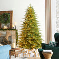 Glitzhome 15ft Prelit Artificial Christmas Tree, Vibrant Evergreen Fir with 5,000 Warm White/Multi-Color Chasing and Twinkling Lights, 13,459 PE&PVC Branch Tips, 9 Function w/Foot Pedal, Simple Setup