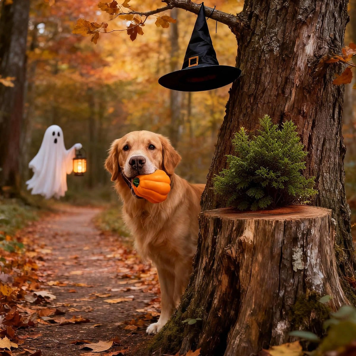Halloween Dog Toys for Large Dogs, Tough Pumpkin Toy for Aggressive Chewers