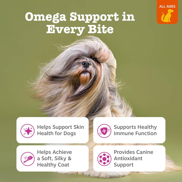 Zesty Paws Salmon Oil for Dogs Skin and Coat, Omega 3 Fish Oil Chews, Dog Allergy Relief Chews, Itch Relief Supplement, 250 Count, Salmon Flavor