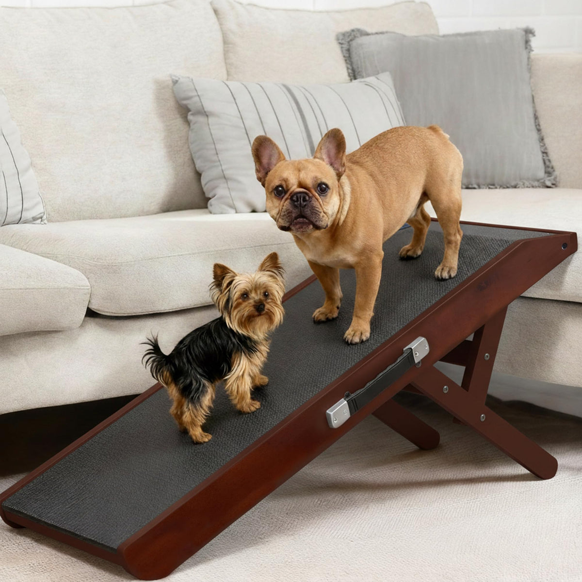 Dog Ramp for Couch – Non-Slip, Sturdy Build Foldable Wooden Dog Ramp – Supports up to 200 lbs – 7 Adjustable Heights (14"–20.5") – Enhanced Stability – Birchwood Pet Ramp for Small Dogs – Natural