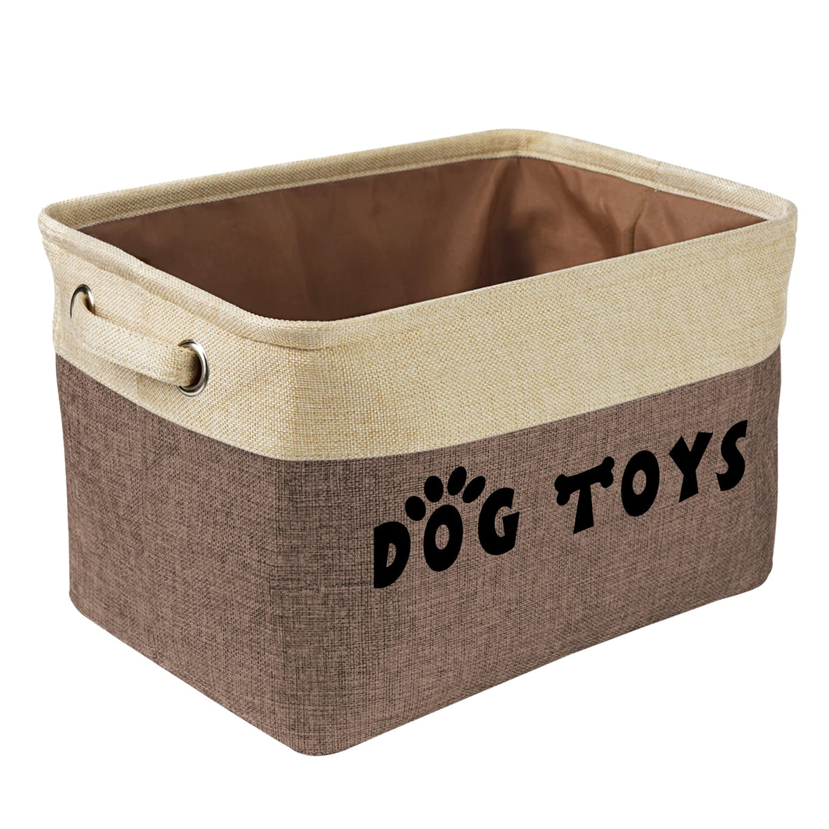 PET ARTIST Dog Toy Basket, Large Collapsible, Brown, M: 15"x11"x9" | Dog Toy Bin Box, Comfortable Handles, Large Pet Toy Storage Organizer, For Accessories, Toys, Coat & Clothing, Blanket Leash