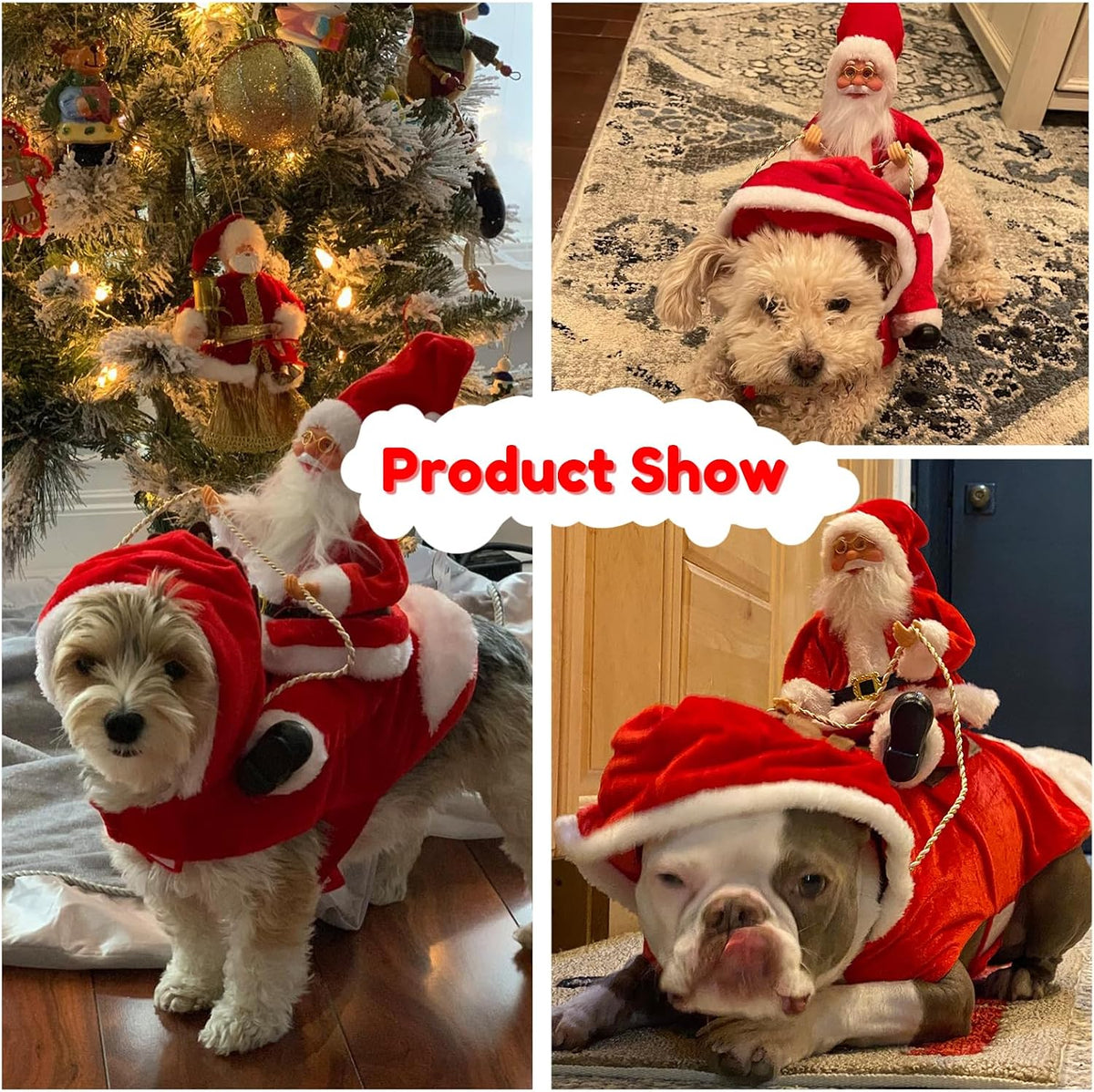 Santa Dog Costume, Dog Christmas Outfit, Riding Pet Costume, Size M