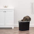 IRIS USA Large Top Entry Cat Litter Box with Lid, Enclosed Covered Cat Litter Box for Indoor Cats, Dog Proof Design, Odor Control, Litter Tracking Reduction, Scoop Included, Black/Gray