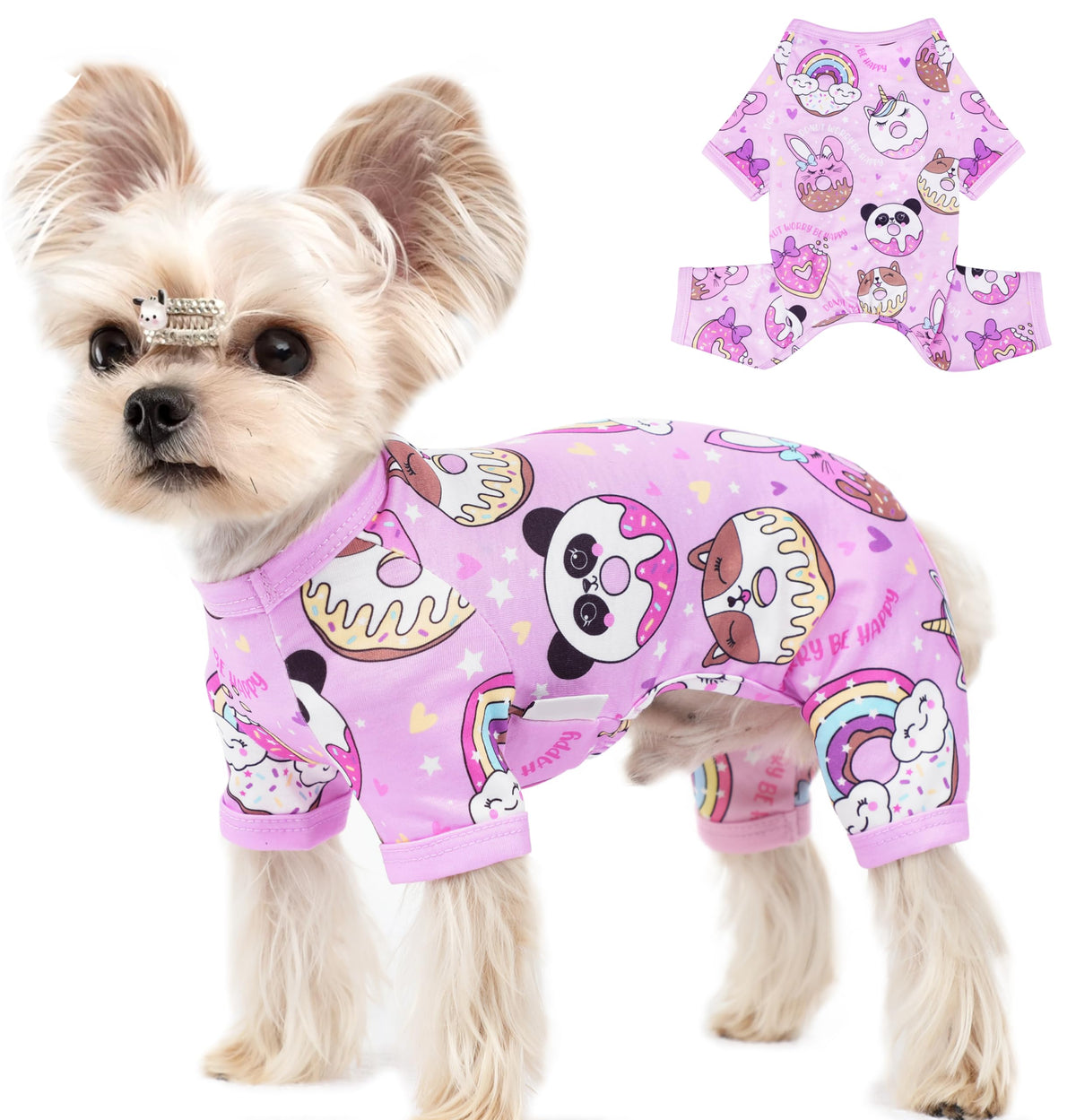 Dog Pajamas for Small Dogs Stretchy Chihuahua Clothes Summer Doggie Onesie Cute Puppy Pjs Girl Boy Pet Clothing Cat Onesie (Duck, Small)