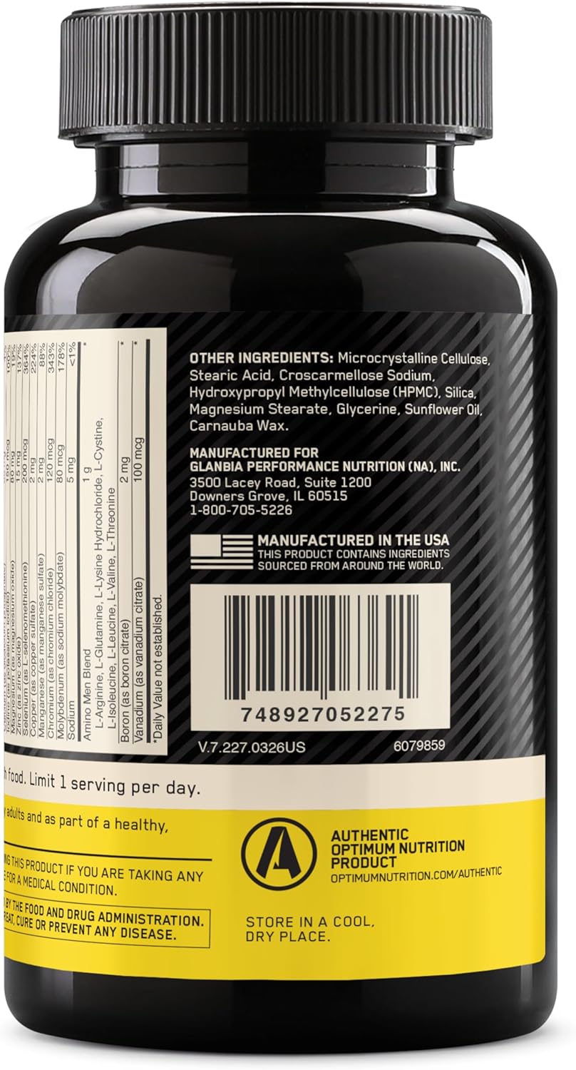 Optimum Nutrition Opti-Men, Vitamin C, Zinc and Vitamin D, E, B12 for Immune Support Mens Daily Multivitamin Supplement, 150 Count (Packaging May Vary)