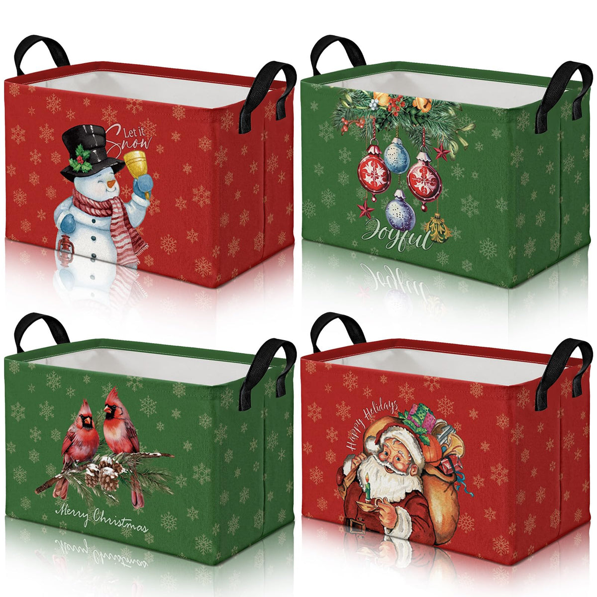 4 Pcs Thanksgiving Storage Basket Empty with Handles, Large Fabric