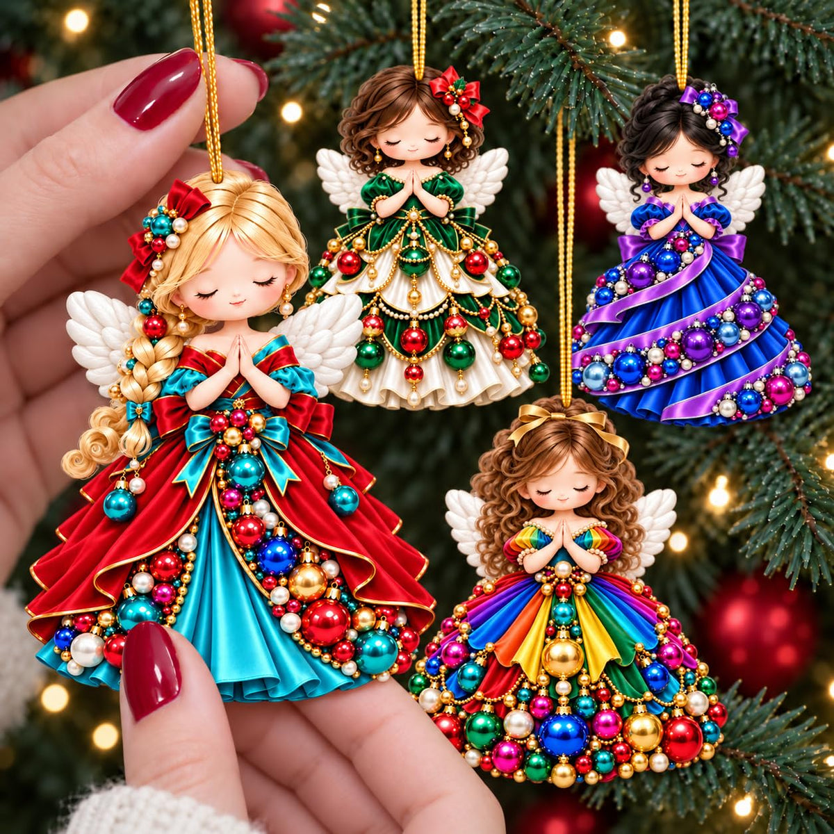 18Pcs Colorful Angel Christmas Ornaments