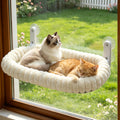 AMOSIJOY Cordless Cat Window Perch, Window Hammock for Cats with 4 Strong Suction Cups, Solid Metal Frame and Soft Cover, Indoor Cat Bed