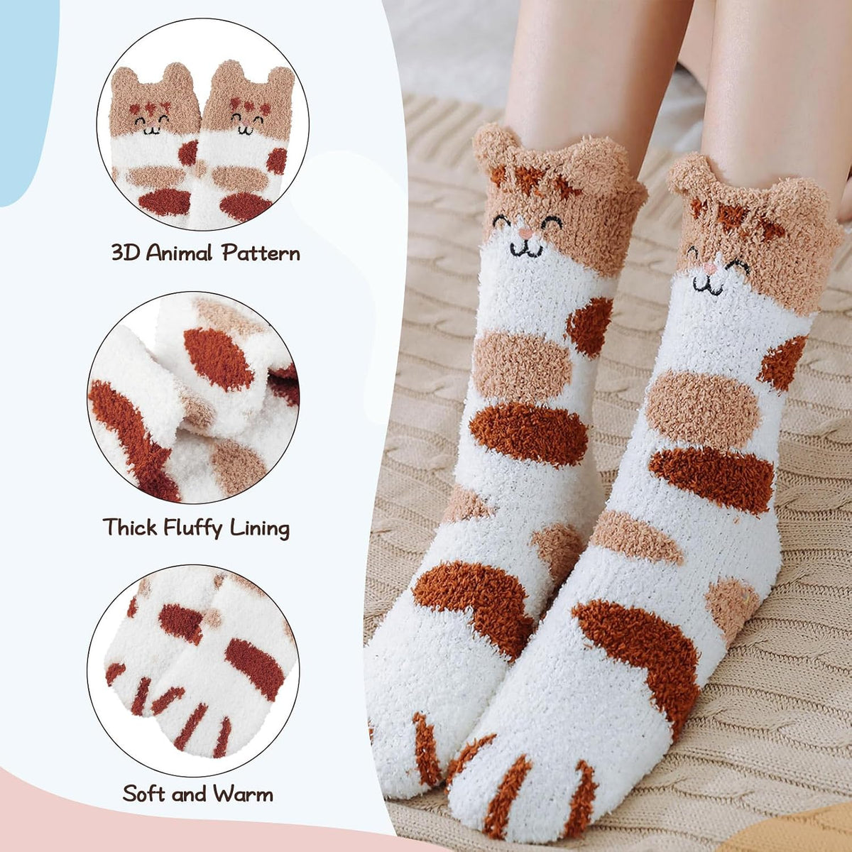 Fuzzy Socks for Women Fluffy Cozy Slipper Socks Fall Halloween Socks Gifts | Soft Thick Plush Warm Socks, Christmas Winter Gifts for Ladies,Comfortable Indoor Home Socks, Sleep Slipper Socks