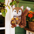 Fall Wreath for Front Door, 13.4" Thanksgiving Straw Fox Figurine with Woodchip Pinecone, Hanging Harvest Autumn Gifts, Tabletop Centerpieces, Woodland Animal Home Kitchen Office Decor