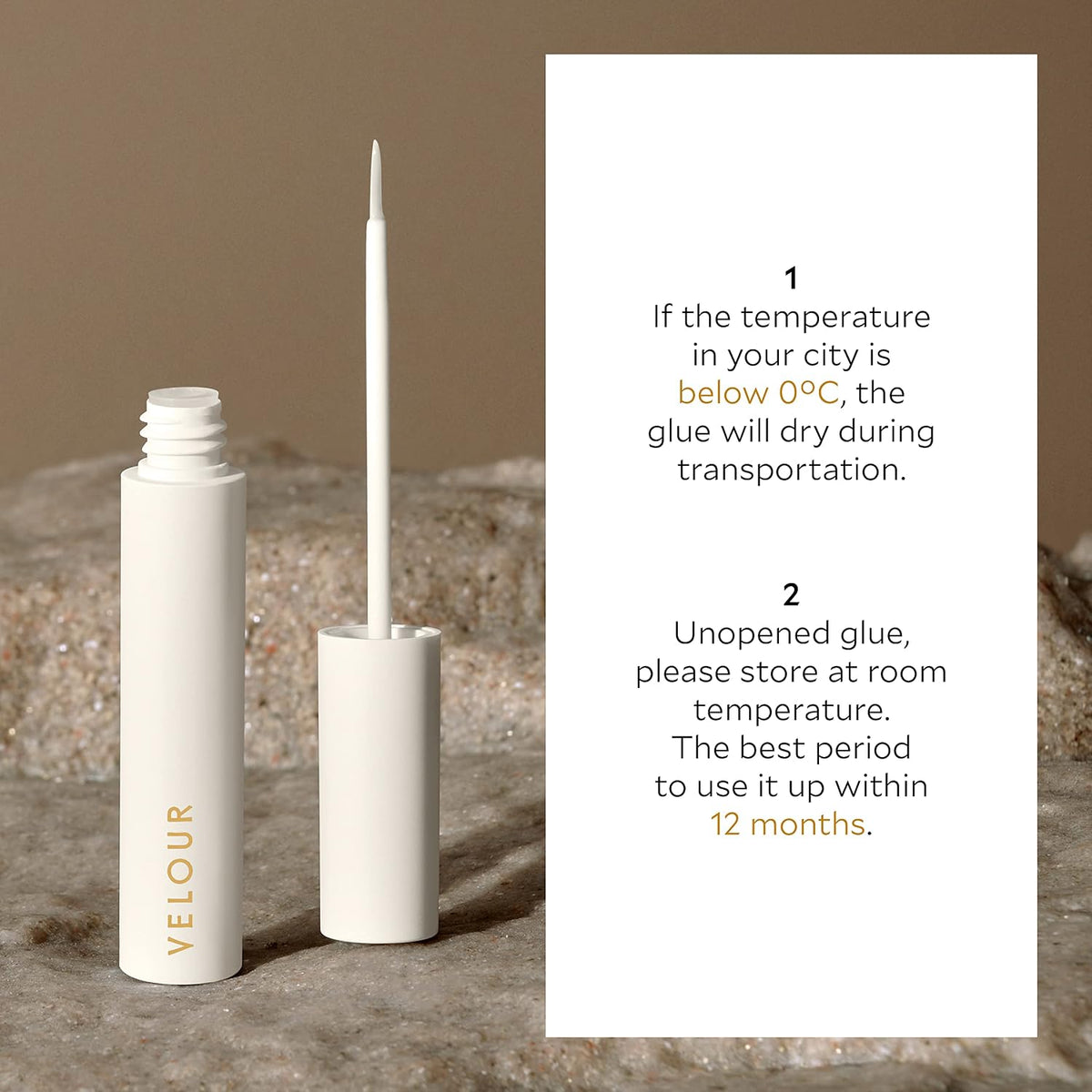 Velour Strong Eyelash Glue – Super Hold Vegan Lash Adhesive, Brush on Applicator – Premium, Latex-Free Individual Bond for Strip Eyelash Extensions, False Lashes (White)