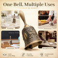 Vintage Brass Hand Bell – Loud Call Bell for Bedside, Dinner, Wedding, Christmas & Holiday Party