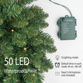 Christmas Wreath Pre Lighted 24 inch with 50 Led, Battery Operated Artificial Christmas Wreaths for Front Door with Lights, Green Christmas Decoration for Door Windows Wall