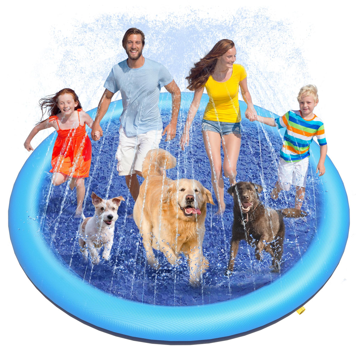 Peteast Dog Pool, Anti-Slip Splash Pad for Dogs, 67 in, Blue