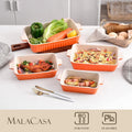 MALACASA Casserole Dishes for Oven, Ceramic Baking Dishes Set of 4,Orange