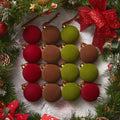 Brightown 15 Pcs Red Velvet Christmas Ornaments Balls Set, 3.15 Inch Balls