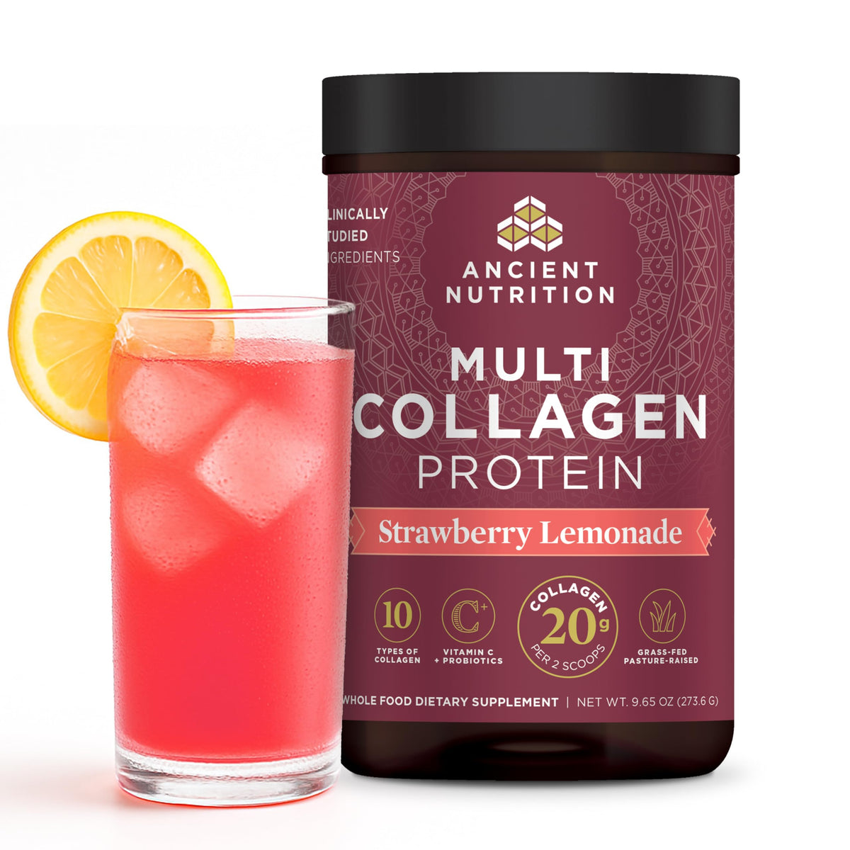 Ancient Nutrition Collagen Peptides Powder, Multi Collagen Protein, Women & Men, Vitamin C, Probiotics, Hydrolyzed Collagen, Supports Skin, Joints, Gut Health, Unflavored (40 Servings)