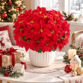 6 Pack Poinsettias Artificial Christmas Flowers Fake Red Poinsettias Flower
