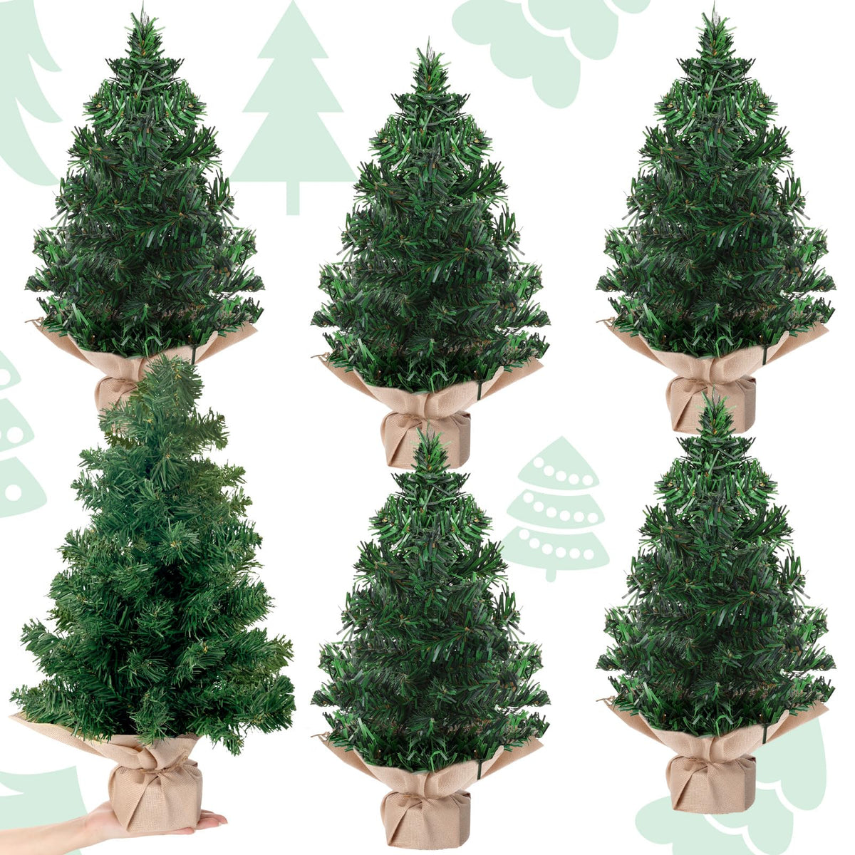 Yinder 2 Pcs 7.87 Inch Mini Christmas Tree Tabletop Pine Decoration