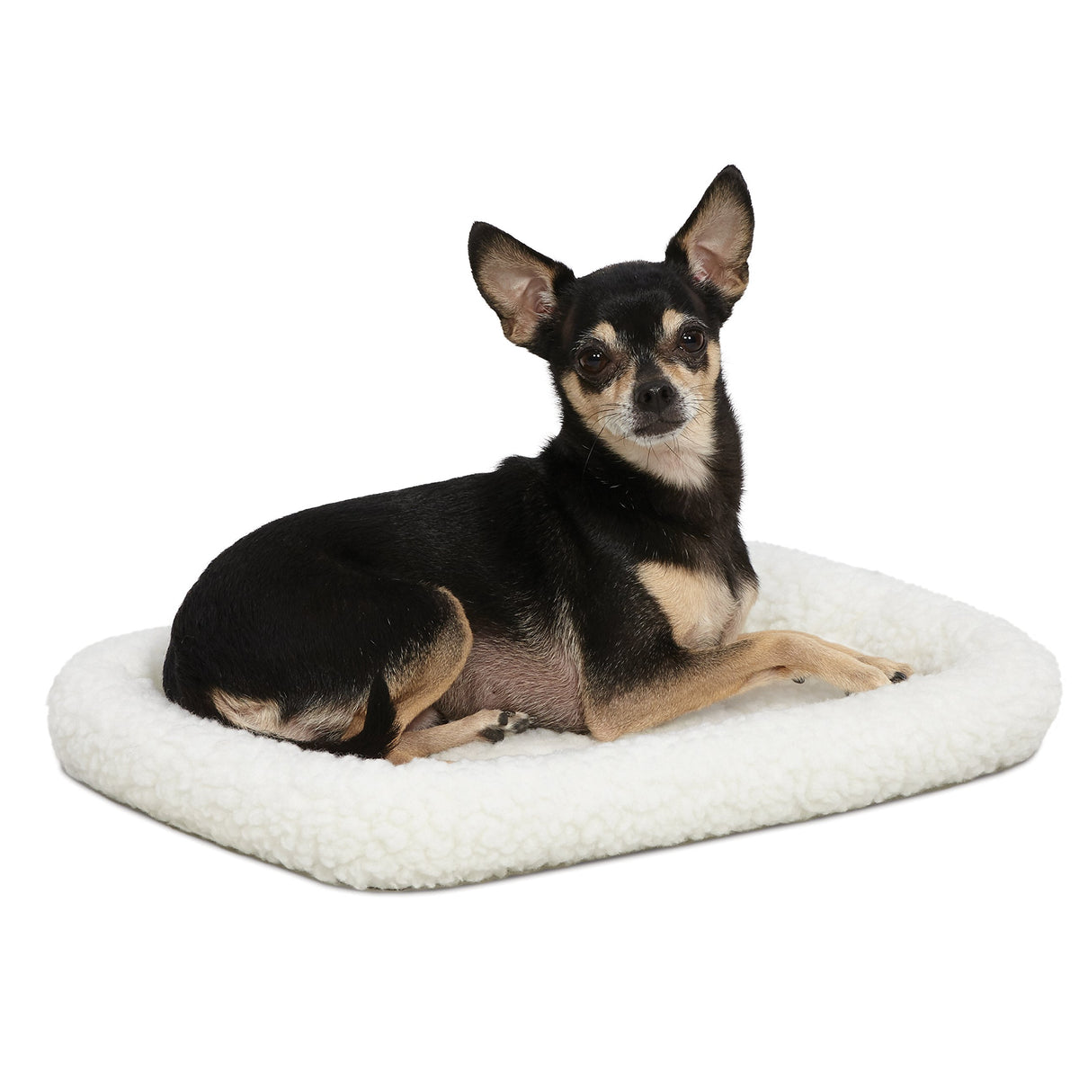 MidWest Homes for Pets QuietTime Dog Bed - White Fleece Bolster, Ultra-Soft and Machine Washable, Fits 42-Inch Crates and Carriers, for Large Breed Dogs