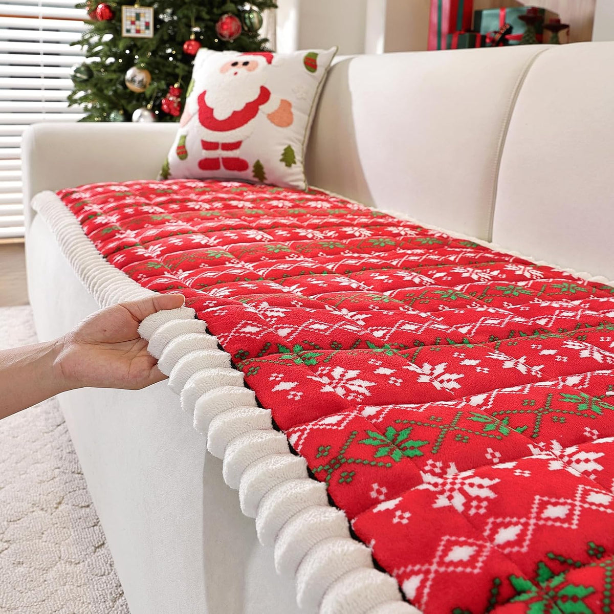 Christmas Couch Cover, Christmas Plush Sofa Cover for Dog Pet 1PC