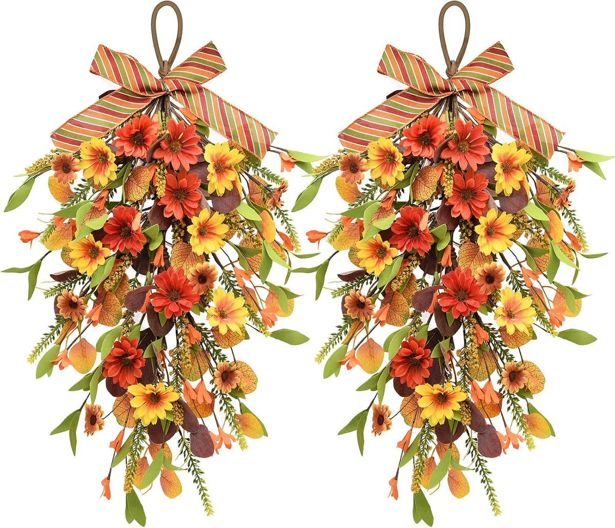 Fall Swag Wreaths for Front Door Decor, Fall Porch Decorations for Home