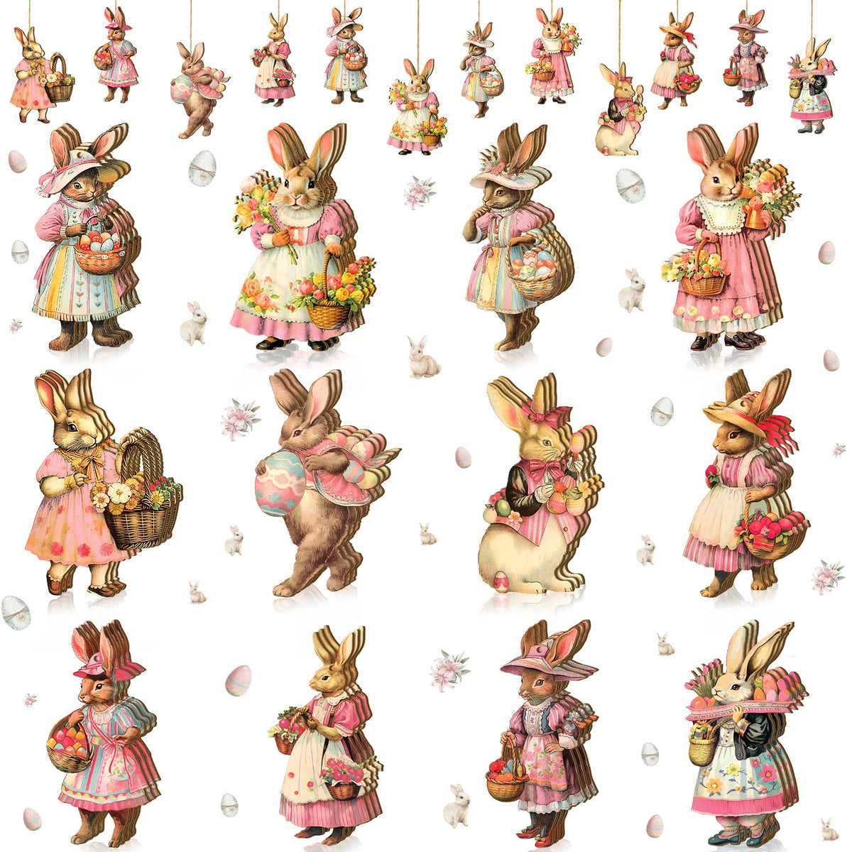 Yookeer 24 Pcs Angel Ornaments for Christmas Tree Wood Hanging Decorations