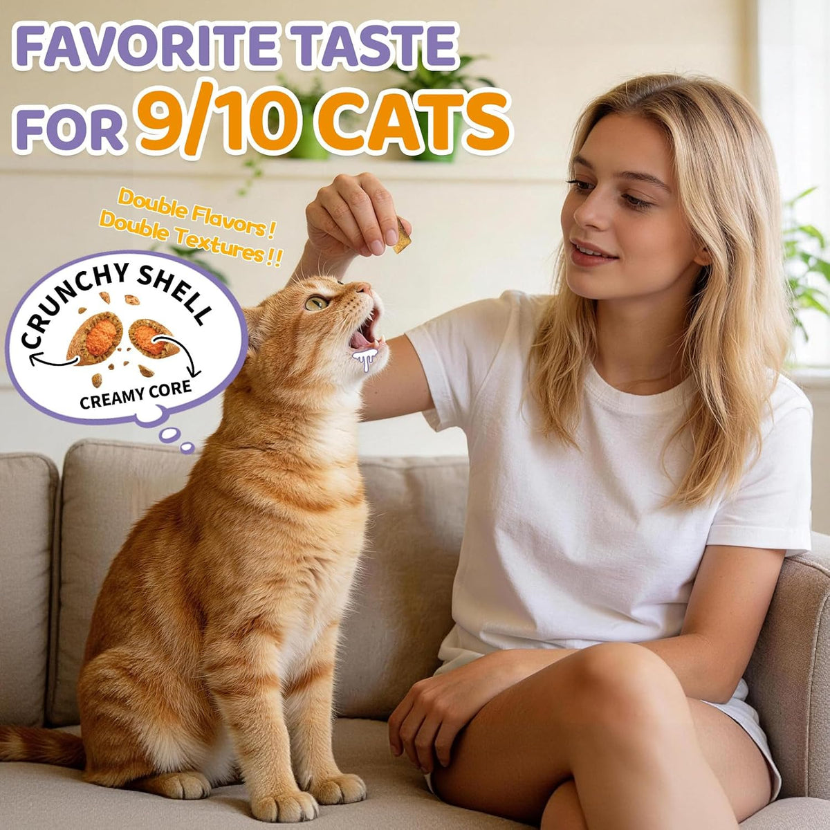 Lysine for Cats, 500ct Cat Immune Support Chews, L-Lysine Supplement for Cats with Colostrum, Omega-3, Soothes Sneezing, Runny Nose & Upper Respiratory Support, Crunchy & Creamy, Chicken Krill Flavor