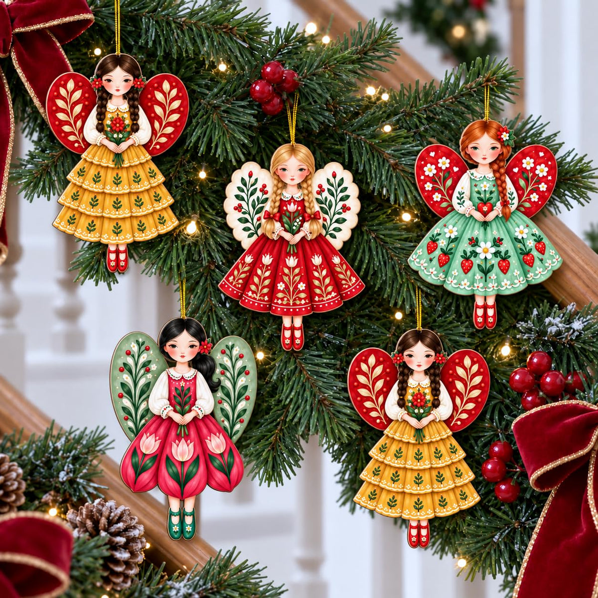18Pcs Colorful Angel Christmas Ornaments
