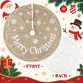 Burlap Christmas Tree Skirt Khaki Embroidered Christmas Tree Mat