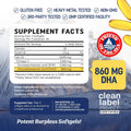 Triple Strength DHA Omega-3 Fish Oil 3600 mg | Over 2100mg Omega-3 Fatty Acids with 860 mg of DHA | 1300mg EPA | Best Essential Fatty Acids | Premium Wild Caught & Burpless Fish Oil | 120 Softgels