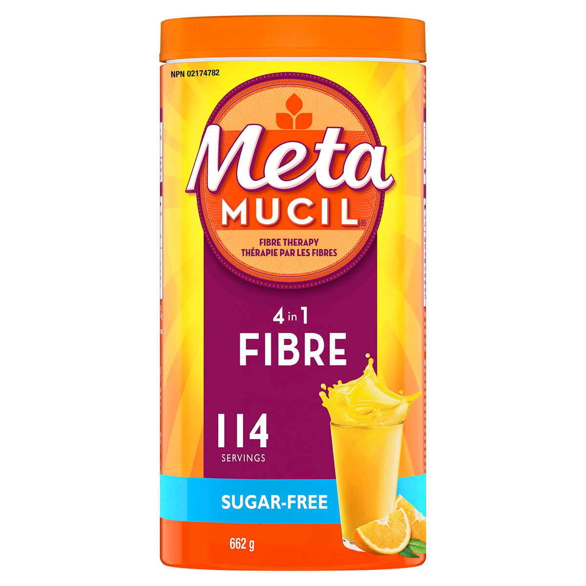 Metamucil 4-in-1 Psyllium Husk GLP-1 Friendly Fiber Supplement, Sugar-Free, 72 teaspoons, Orange Flavored, Daily Fiber Powder for Digestive Health, made with Plant-Based Psyllium Husk Fiber
