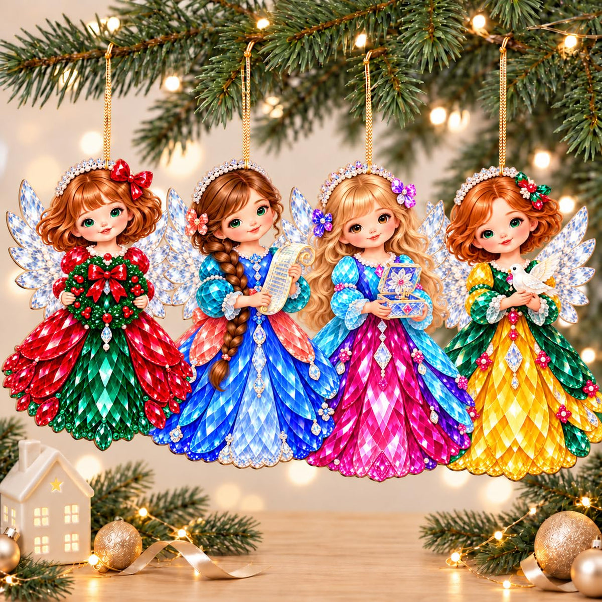 18Pcs Colorful Angel Christmas Ornaments