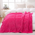Puncuntex Burnt Orange Throw Blanket 50"×60" Fuzzy 3D Jacquard Decorative