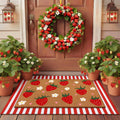 Tinideya 2 23.6 X 35.4 Inches Plaid Ghost Red Brown | Layered Coir Doormat Set, Non Slip Backing for Outdoor Entryway, Buffalo Plaid Seasonal Design, Front Porch Home Decor