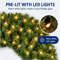 36in Large Pre-Lit Christmas Wreath with Bow, Artificial Greenery