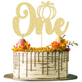 24pc Little Pumpkin Cupcake Toppers - Glitter Pumpkin Cupcake Picks - Baby Shower Decorations - Fall Harvest Theme - Kids Birthday Party Supplies